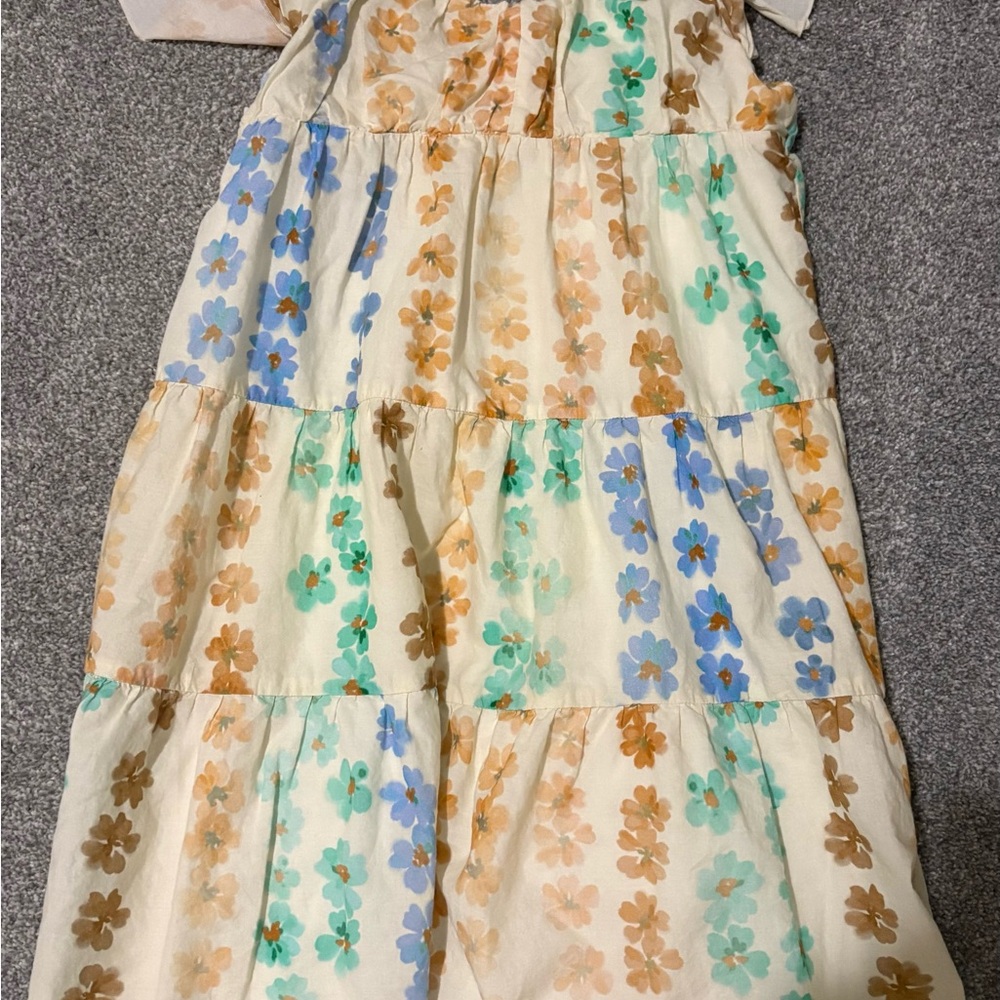 Zara Green and Orange Sundress with Flutter Sleeves